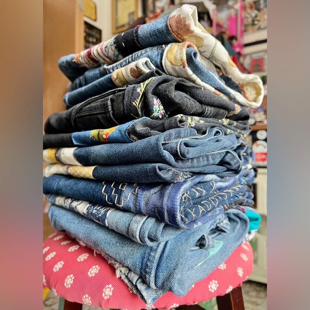 Floral Upcycled Patchwork Denim - Picture 12 of 16
